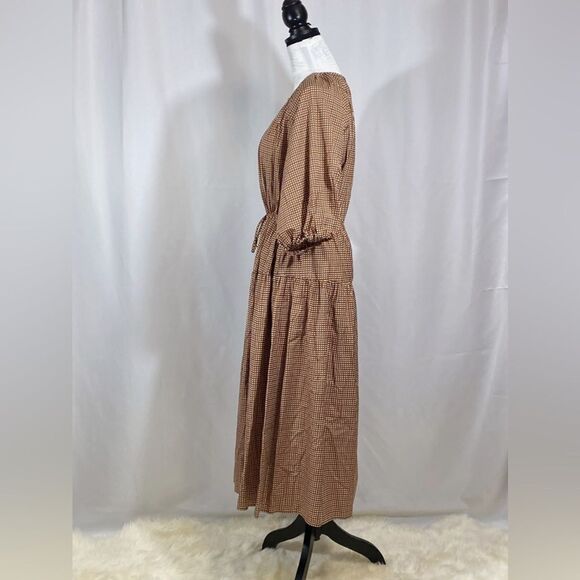 WEEKEND MAX MARA Lola Plaid Peasant Dress size 10 - Picture 7 of 12